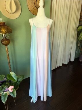 Like new * Lulu's Pastel Multi-Stripe Maxi Slip Dress * Size Small